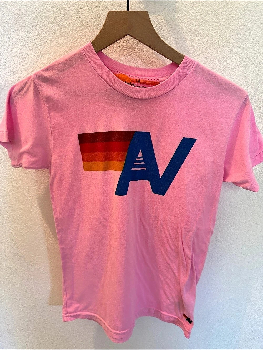 Aviator Nation Kid's Logo Tee Graphic Tee in Pink Girls 14